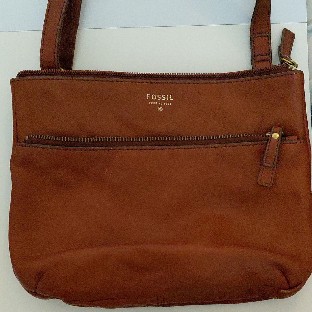 Fossil Tan Leather Shoulder Bag